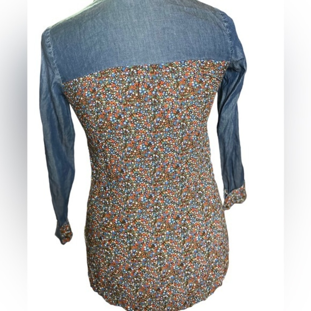 Anthropologie Poatage Stamp Brand Chambre and Floral Button down Womens Sz 2‎ - Picture 3 of 6